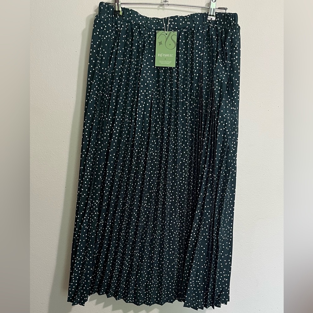 Long Flowy Midi High Elastic Waisted Printed Pleated A Line Skirt